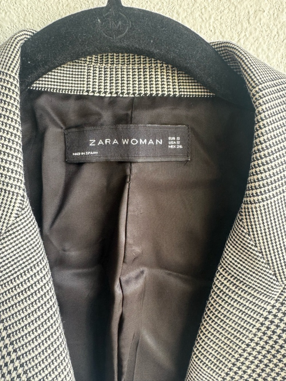 Zara Black Glen Plaid Single-Button Blazer Jacket size S - Picture 3 of 7